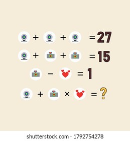 Mathematical puzzles. rebus for children and adults. count numbers. Mathematic riddle for the mind. Riddle with numbers. Vector