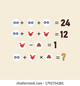 Mathematical puzzles. rebus for children and adults. count numbers. Mathematic riddle for the mind. Riddle with numbers. Vector