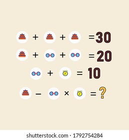 Mathematical puzzles. rebus for children and adults. count numbers. Mathematic riddle for the mind. Riddle with numbers. Vector