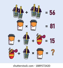 Mathematical puzzles. rebus for children and adults. count numbers. Mathematic riddle for the mind. Riddle with numbers. Vector
