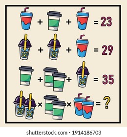 Mathematical puzzles. rebus for children and adults. count numbers. Mathematic riddle for the mind. Riddle with numbers. Vector