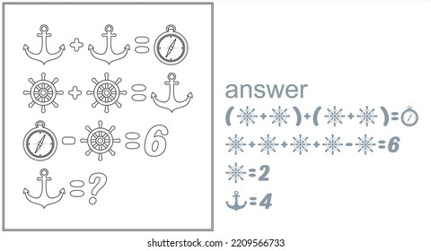 Mathematical puzzles. rebus for children and adults. count numbers. A Math game for the mind. Riddle with numbers. with an answer Vector. Sheet coloring book