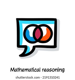 Mathematical reasoning scribing, sketchnoting visual note icon. Minimal vector illustration. Editable outline, color, shadows. Infographics doodle symbol easy to redraw by hand