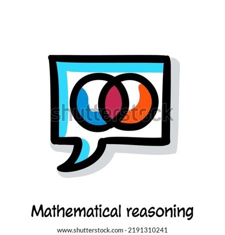 Mathematical reasoning scribing, sketchnoting visual note icon. Minimal vector illustration. Editable outline, color, shadows. Infographics doodle symbol easy to redraw by hand