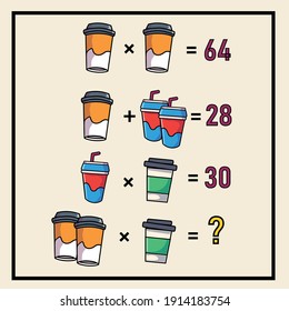 Mathematical rebus. Counting game for preschool children.A riddle for the mind. A riddle with numbers. Vector