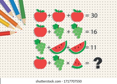 mathematical rebus. riddle for children. Vector