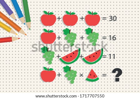 mathematical rebus. riddle for children. Vector
