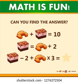 Mathematical riddle with answer. Vector illustration.
