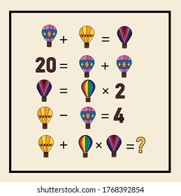 Mathematical riddle. Children funny riddle entertainment. Sheet right answer. Vector activity page and game.