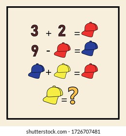 Mathematical riddle, educational game for children and adults, rebus.Riddle for the mind. Riddle with numbers. Vector
