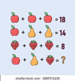 Mathematical riddle, educational game for children and adults, rebus.Riddle for the mind. Riddle with numbers. Vector. Mathematical rebus. Result. Crossword for social networks