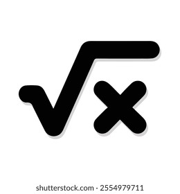 mathematical root symbol icon with white background