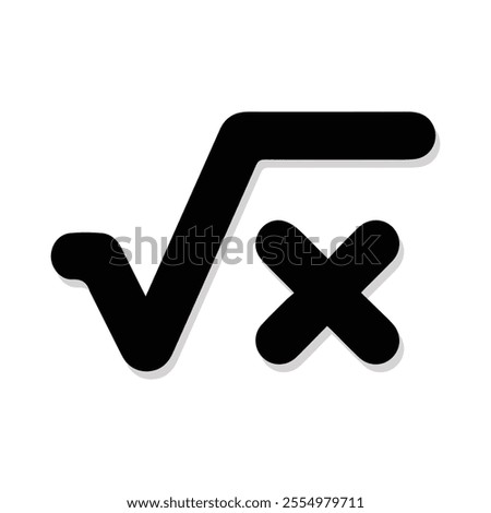 mathematical root symbol icon with white background