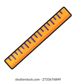 Mathematisches Lineal zur Längenmessung. Schulwerkzeug mit Zentimeter, Millimetermarkierung Zeichnung, Geometrie, Mathematik. Futuristisch gestreichelte Schatten und Highlights, Vektor einzeln auf weißem Hintergrund