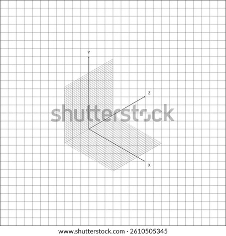 Mathematical School Science Geometrical Axes Concept. 3D Cartesian coordinate system with labeled X, Y, and Z axes.