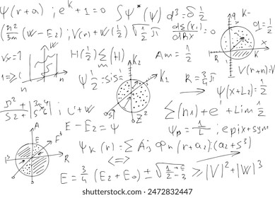 Mathematical, scientific formulas and expressions. Educational, vector illustration. Hand-drawn on a white background.	