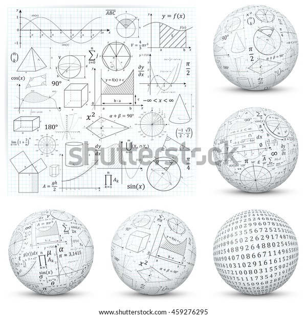 数学 科学数式のベクター画像シンボルとアイコン フラットでテクスチャーのある3d球体デザイン のベクター画像素材 ロイヤリティフリー