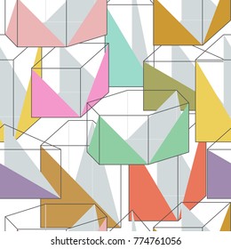 Mathematical seamless pattern. Geometric shapes on a white background.