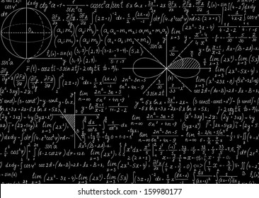 Mathematical seamless pattern with plots and equations. You can use any color of background