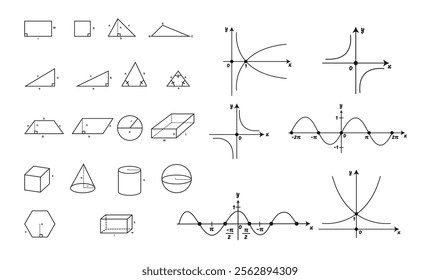 Mathematical Shapes and Graphs Vector Set