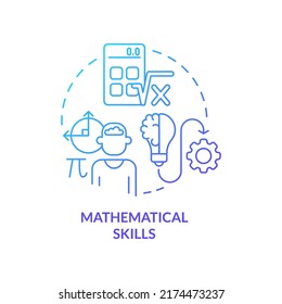 Mathematical skills blue gradient concept icon. Algebra and arithmetic. Programming skills abstract idea thin line illustration. Isolated outline drawing. Myriad Pro-Bold font used