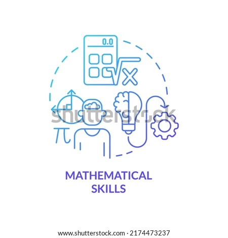 Mathematical skills blue gradient concept icon. Algebra and arithmetic. Programming skills abstract idea thin line illustration. Isolated outline drawing. Myriad Pro-Bold font used
