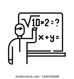 Mathematical solution example line icon, concept sign, outline vector illustration, linear symbol.