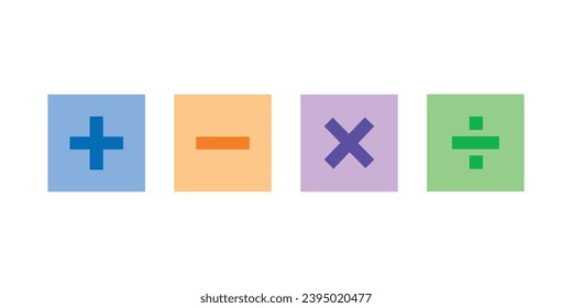 Mathematical symbol brush. Plus, minus, multiplication, division and equal hand painted. Scientific resources for teachers and students.