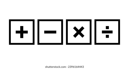 Mathematical symbol brush. Plus, minus, multiplication, division and equal hand painted. Scientific resources for teachers and students.