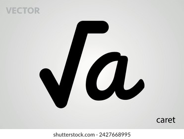 Mathematical symbol icon caret, vector illustration