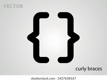 Mathematical symbol icon curly braces, vector illustration