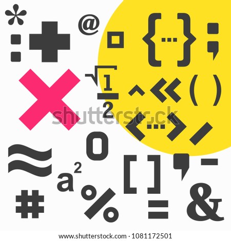 Mathematical symbol icon set on white background