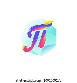 Mathematical symbol Pi. Vector icon. Gradient flat icon. The emblem of mathematicians is number 3.14. The Greek letter. An irrational, transcendental number.