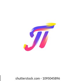 Mathematical symbol Pi. Vector icon. Gradient flat icon. The emblem of mathematicians is number 3.14. The Greek letter. An irrational, transcendental number.