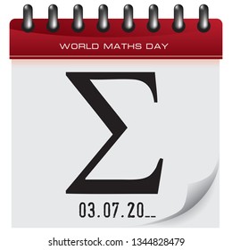 Mathematical symbol sigma on a piece of calendar to World Maths Day