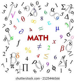 Mathematical symbols arranged randomly used for background