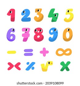 Mathematical Symbols Child Comic Numbers Kids Stock Vector (Royalty ...