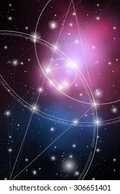 
Mathematical symbols and digits in space. The formula of nature. Greek letters. There is no beginning and no end of the Universe, and no beginning and no end of the Life and the Bliss.