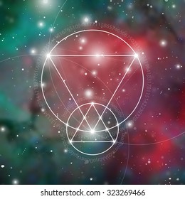 Mathematical symbols and digits in space. The formula of nature. Greek letters. There is no beginning and no end of the Universe, and no beginning and no end of the Life and the Bliss.