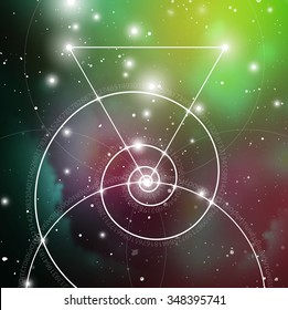 Mathematical symbols and digits in space. The formula of nature. Greek letters. There is no beginning and no end of the Universe, and no beginning and no end of the Life and the Bliss.