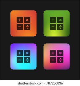 Mathematical symbols in four squares four color gradient app icon design