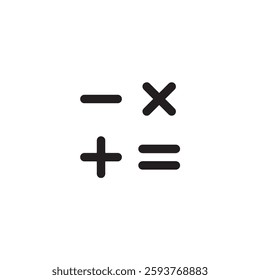 Mathematical Symbols Icon in Black and White Vector