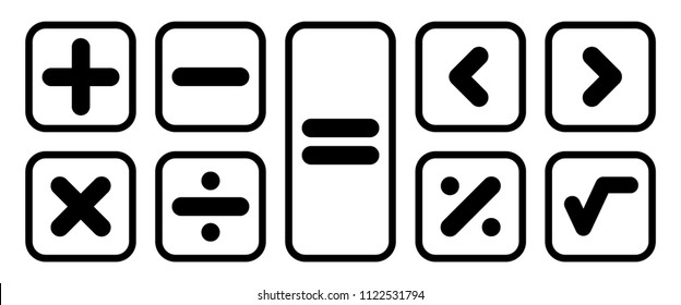Mathematical symbols, math icons, black outlined icons set, vector illustration.