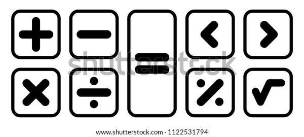 Mathematical symbols, math icons, black\
outlined icons set, vector\
illustration.