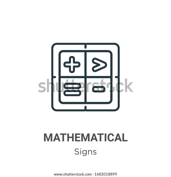 数学記号のアウトラインベクター画像アイコン 白い背景に薄い線の黒い数学記号アイコン 編集可能な記号 のコンセプトストロークからの平らなベクターの単純なエレメントイラスト のベクター画像素材 ロイヤリティフリー