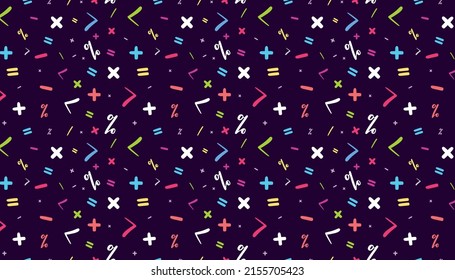 Mathematical Symbols Pattern, Vector Pattern, Math Icons, Kids Background - Shutterstock ID 2155705423