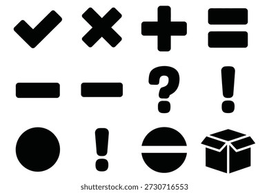 Mathematical symbols and punctuation marks check mark