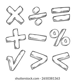 símbolos matemáticos definir coleção vetor linha arte desenho ilustração
