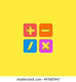 Mathematical symbols ui calculator logo mockup, material design mathematics education icon