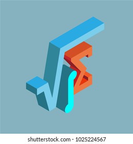 Mathematical symbols. Vector isometric icon